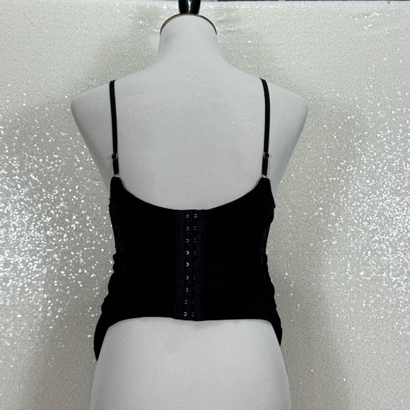 Out From Under Black Lace Cami Top Corset Style Plunge Neck Urban Outfitters LG - Picture 5 of 14